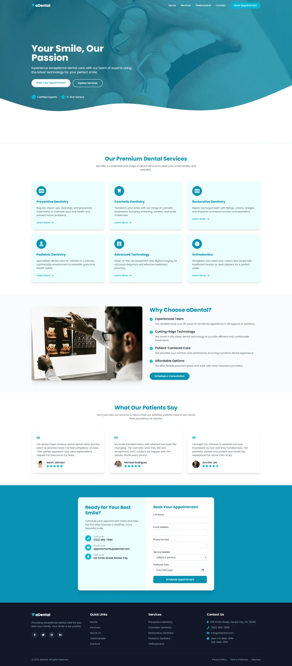 Chambersburg web design portfolio - Dental Practice healthcare website project