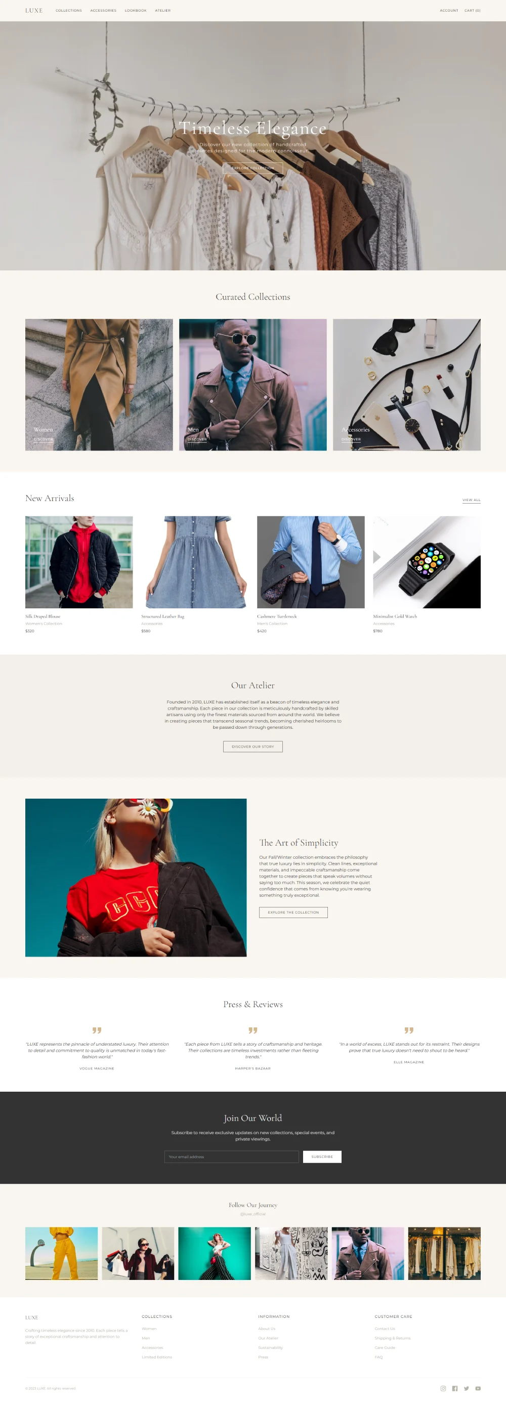 Chambersburg web design portfolio - Luxury Brand fashion website project