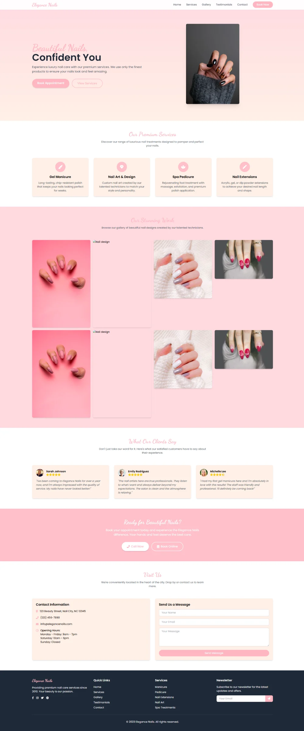 Chambersburg web design portfolio - Luxury Nails Salon beauty & wellness website project
