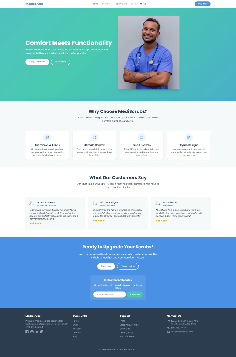 Chambersburg web design portfolio - Medical Scrubs Store e-commerce website project